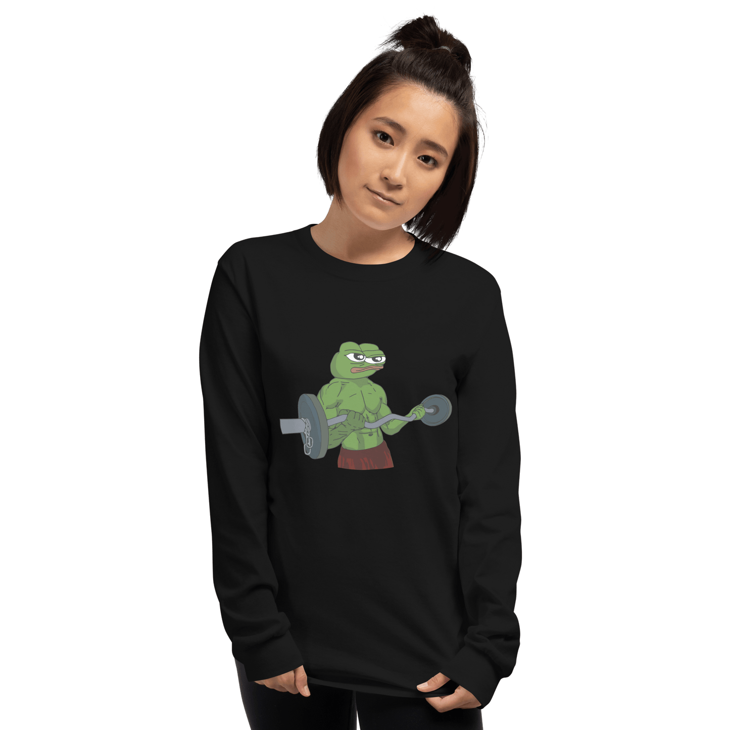 Working Out Pepe Long Sleeve T-Shirt Meme - Sand | Shirtposting