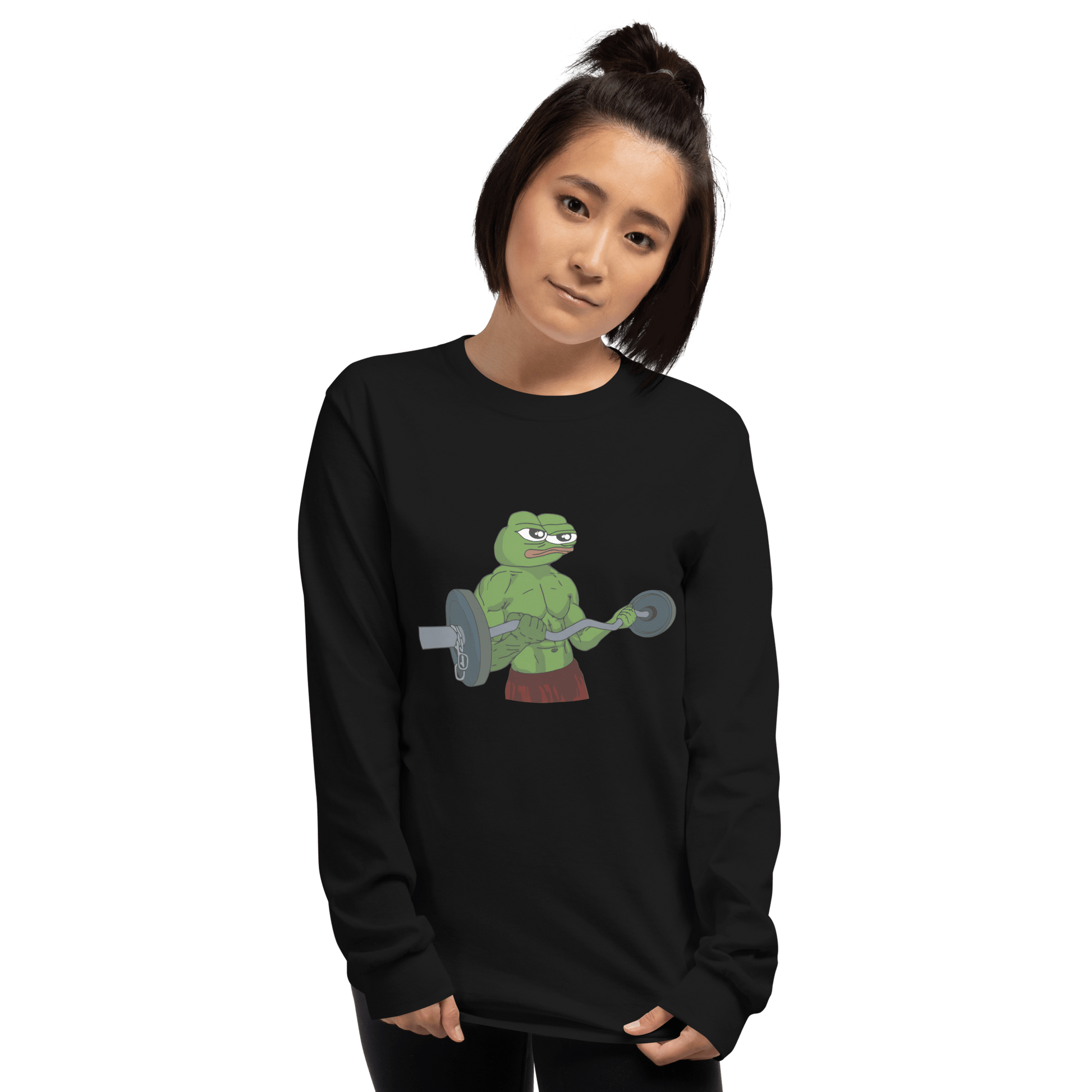 Working Out Pepe Long Sleeve T-Shirt Meme - Sand | Shirtposting